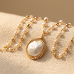 COLLAR BAROQUE PERLA ORO COLGANTE