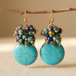 PENDIENTES SAHARA MIXTO PIERRE PRECIOSA TURQUESA GOTA