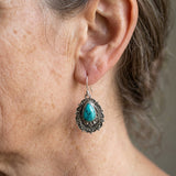PENDIENTES VINTAGE GOTA TURQUESA COLGANTE
