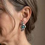 PENDIENTES TURQUESA FLOR FEUILLE VINTAGE STYLE