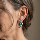 PENDIENTES TURQUESA FLOR FEUILLE VINTAGE STYLE