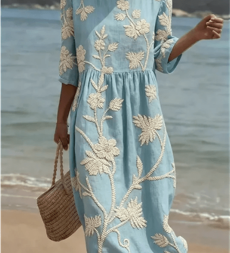 VESTIDO MIDI CON ESTAMPADO BOTÁNICO - VALERINA MARBELLA