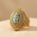 BOHEMIO VINTAGE CON SINTÉTICO GEMMES TURQUESA LUJO ANILLO