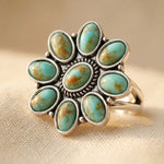 ANILLO TURQUESA VINTAGE RÉSINE FLOR