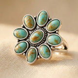 ANILLO TURQUESA VINTAGE RÉSINE FLOR