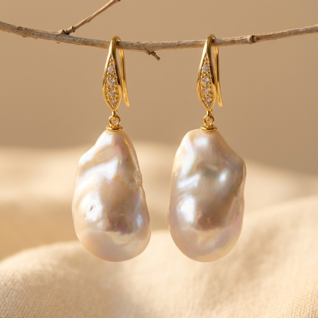 PENDIENTES BAROQUE EAU DOUCE PERLA