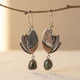 PENDIENTES BOHEMIO PLATEADO IRRÉGULIER TURQUESA GÉOMÉTRIE
