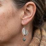 PENDIENTES BOHEMIO PLATEADO IRRÉGULIER TURQUESA GÉOMÉTRIE