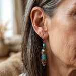 PENDIENTES TURQUESA MOSAÏQUE PERLA COLGANTE BOHEMIO VINTAGE STYLE