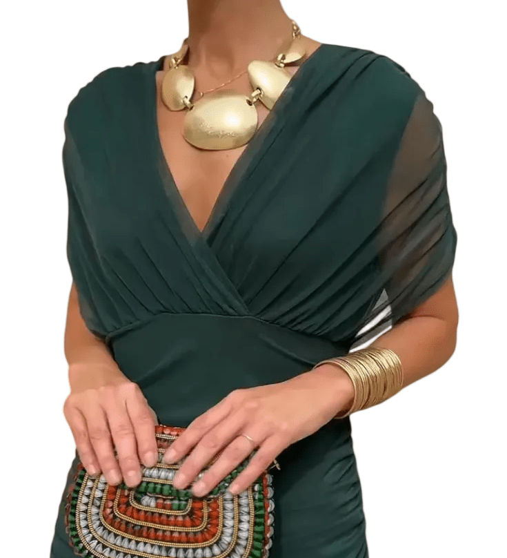 VESTIDO LARGO FLORAL CON ESCOTE EN V - VALERINA MARBELLA