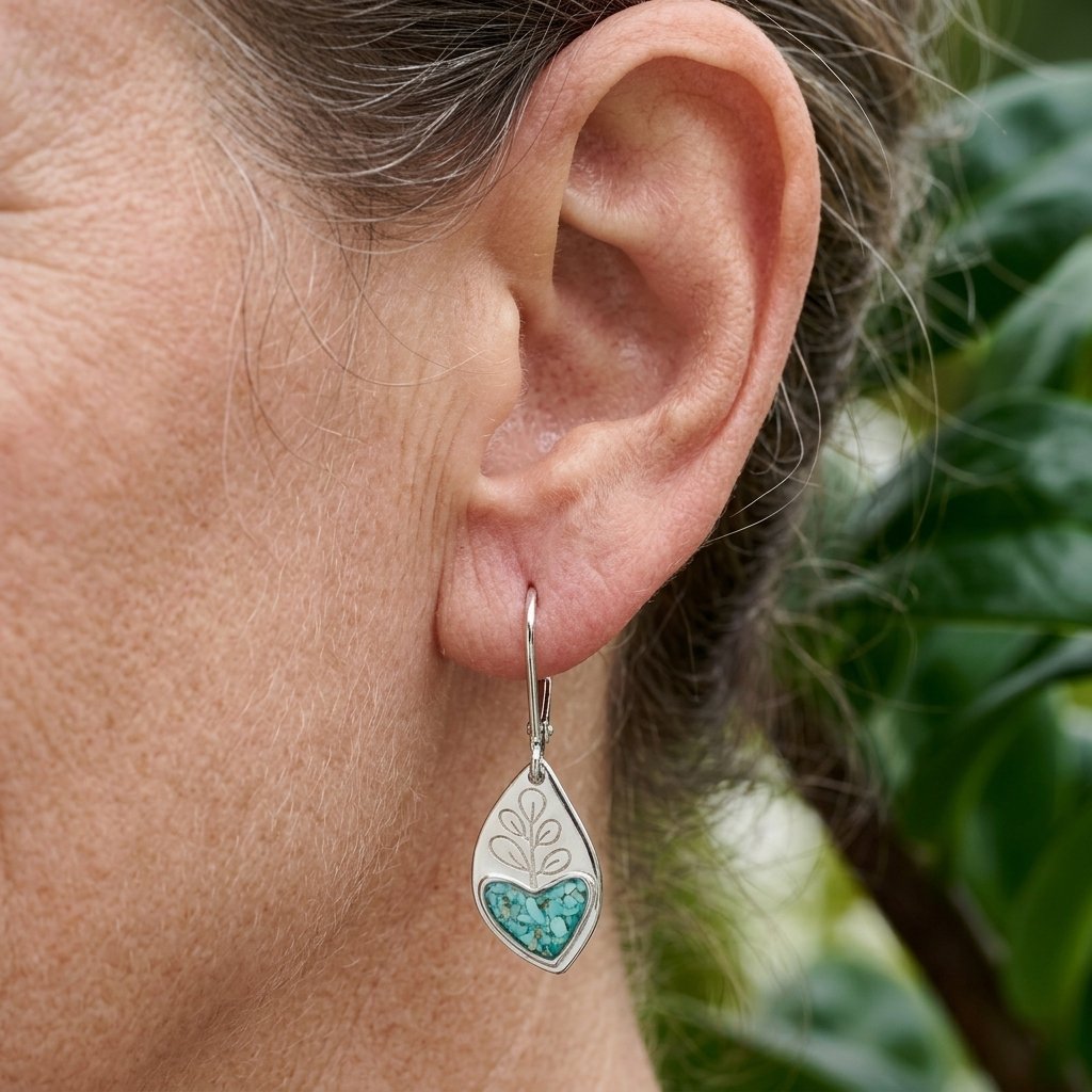 PENDIENTES TURQUESA CORAZÓN FEUILLE