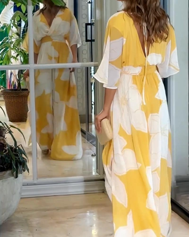 Elegant Floral Midi Dress with Harmony Design