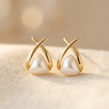PENDIENTES VINTAGE CRUZ TRIANGLE PERLA COLGANTE
