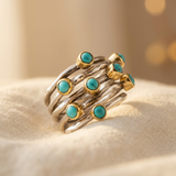 ANILLO VINTAGE GÉOMÉTRIQUE TURQUESA MULTI-SORTIJAS