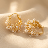 PENDIENTES VINTAGE PERLA RACIMO ARO