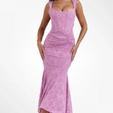 VESTIDO LARGO CON CORSET Y MODELADO ELEGANTE