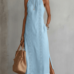 VESTIDO MIDI DE LINO CON CUELLO MAO - VALERINA MARBELLA