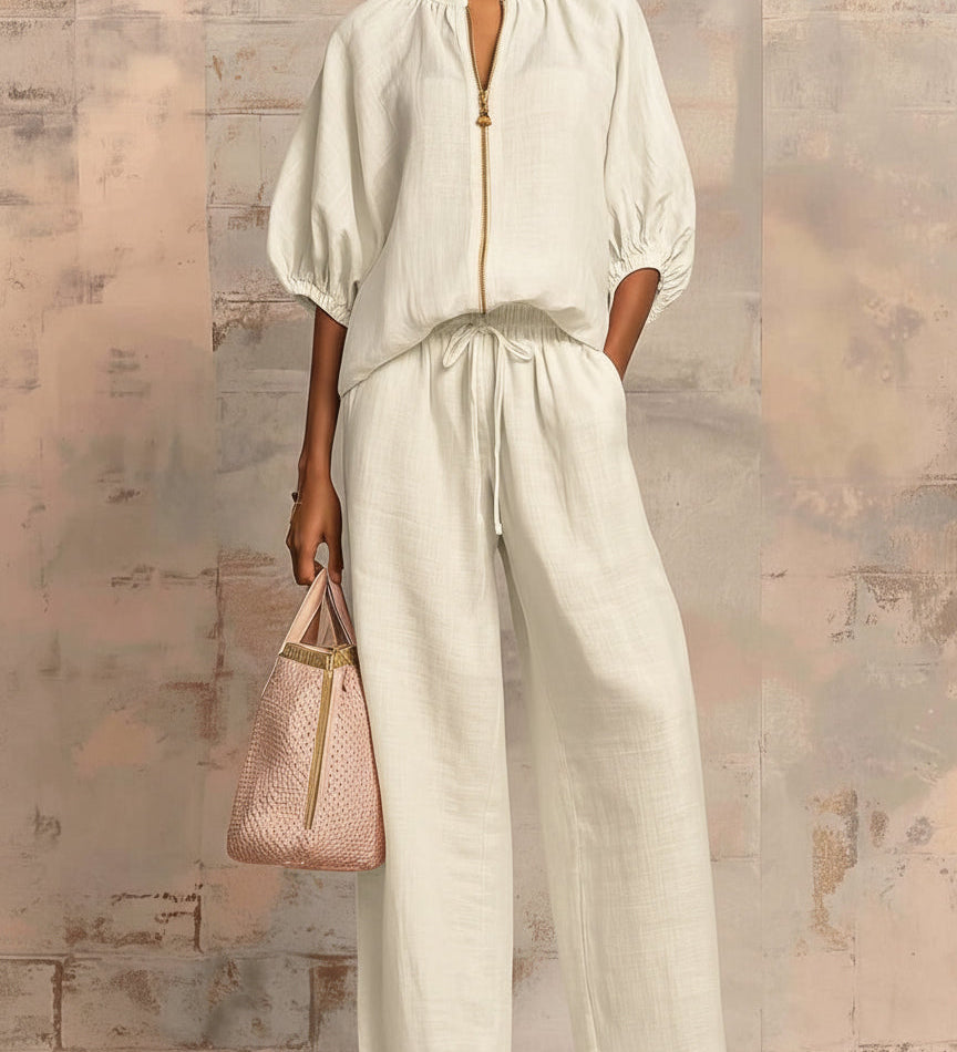 Léonie | Ensemble Deux Pièces Élégant en Coton et Lin