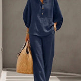 CONJUNTO DE ALGODÓN Y LINO CON MANGAS MURCIÉLAGO - VALERINA MARBELLA