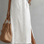 VESTIDO MIDI DE LINO CON CUELLO MAO - VALERINA MARBELLA