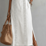 VESTIDO MIDI DE LINO CON CUELLO MAO - VALERINA MARBELLA