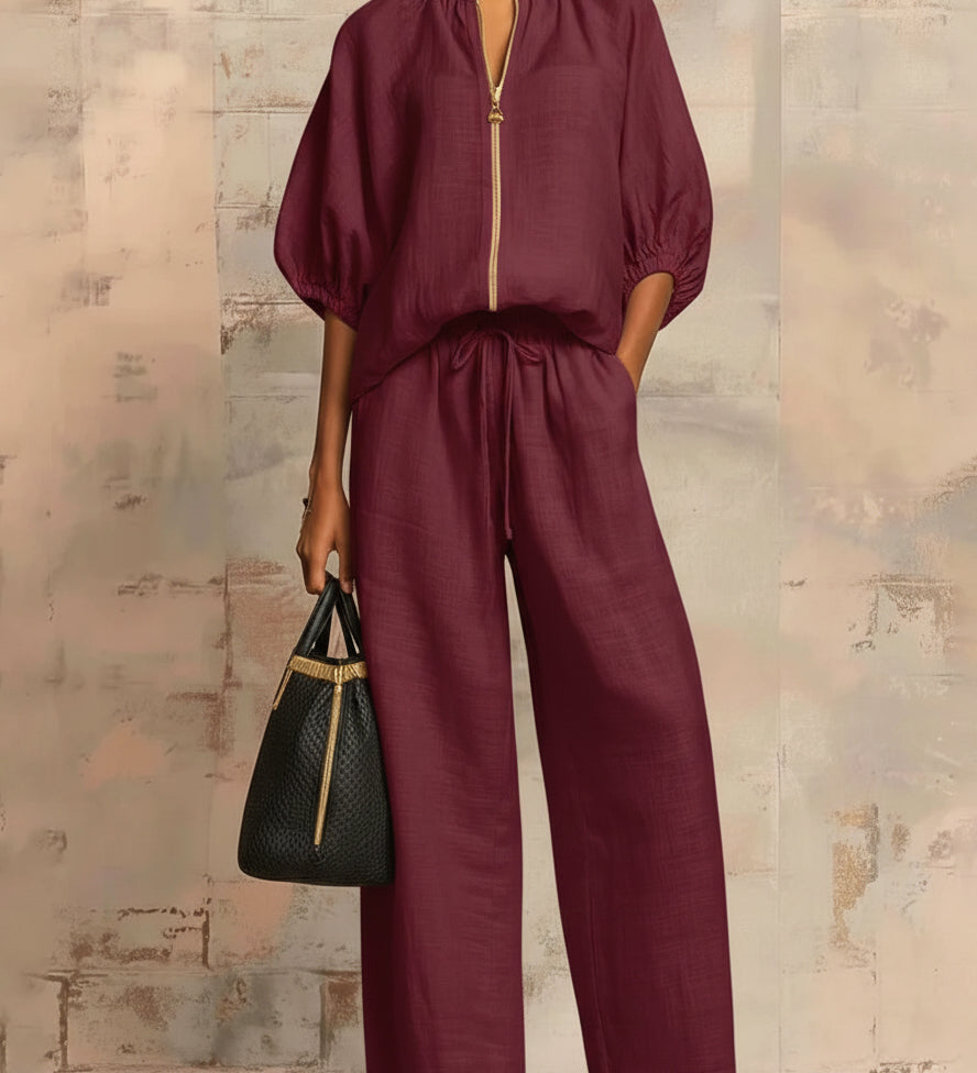 Léonie | Ensemble Deux Pièces Élégant en Coton et Lin