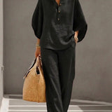 CONJUNTO DE ALGODÓN Y LINO CON MANGAS MURCIÉLAGO - VALERINA MARBELLA