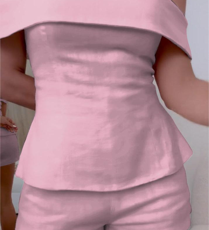 CONJUNTO DE DOS PIEZAS DE ALGODÓN Y LINO BLANCO