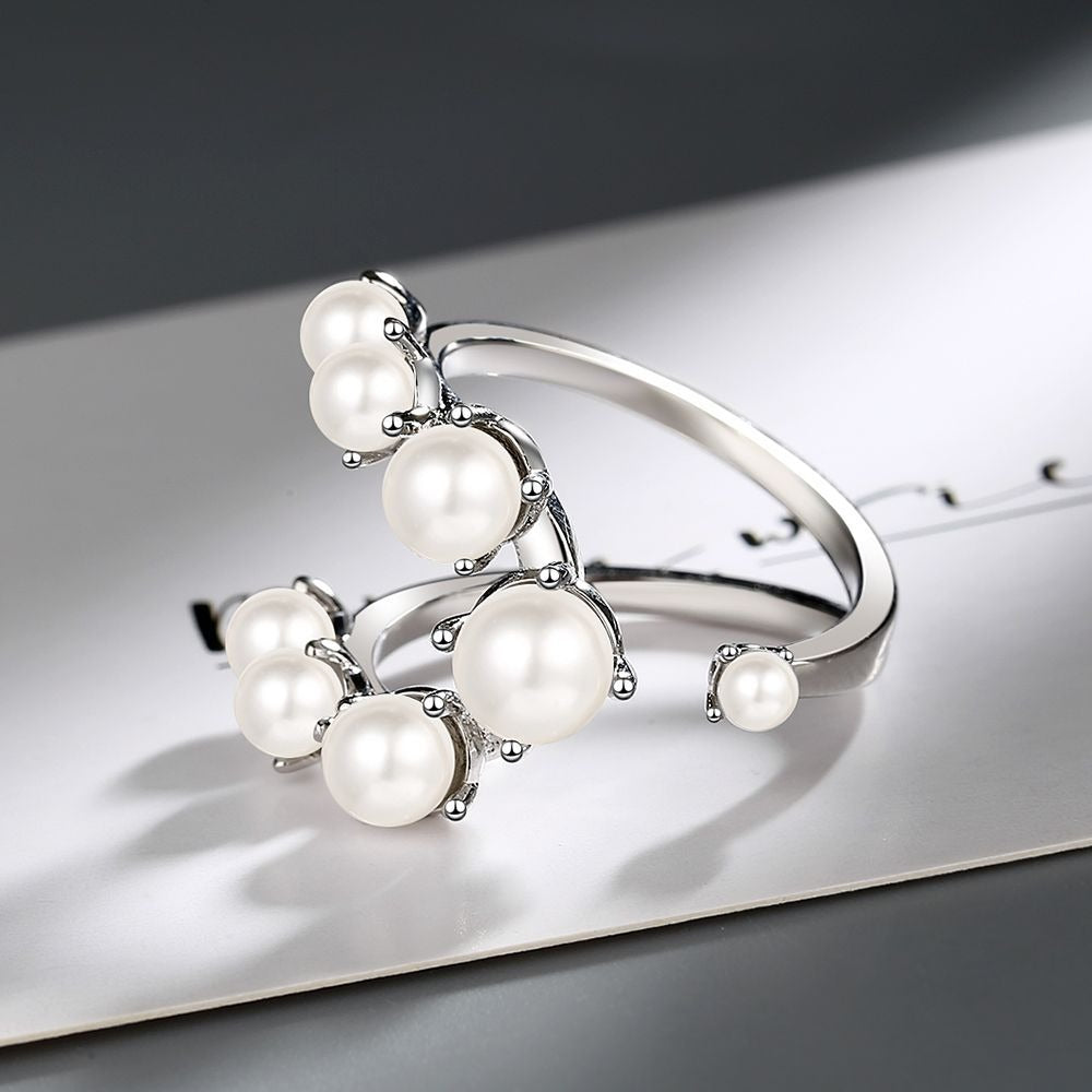 ANILLO VINTAGE INCRUSTÉ PERLES PLATA