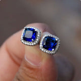 PENDIENTES ZAFIRO CUADRADO CLOU OREILLE