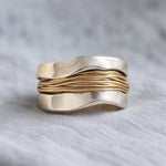 ANILLO PLATA CON DORADO THREADS