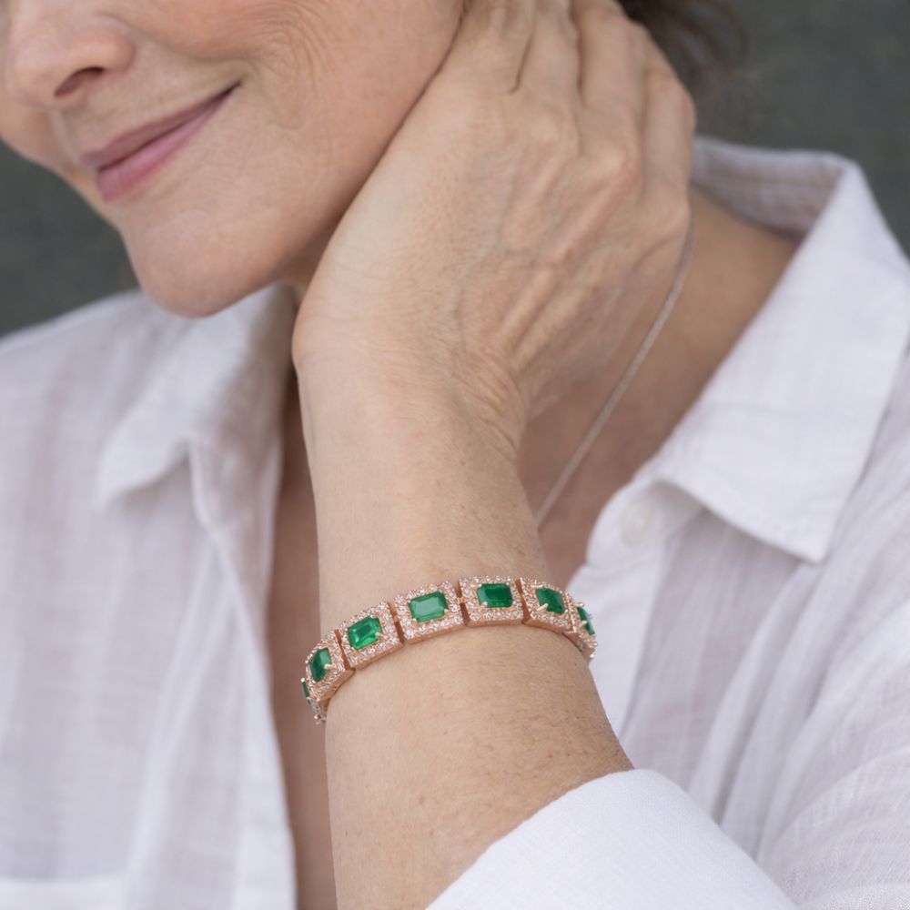 PULSERA ESMERALDA VERDE IMPOSANT ORO