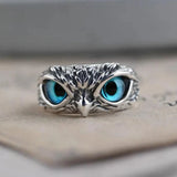 ANILLO HIBOU DE BONNE CHANCE RÉGLABLE EN PLATA Y ÓPALO