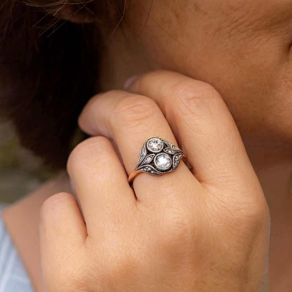 ANILLO VINTAGE CIRCONA ROSA ORO
