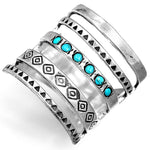 ANILLO BOHEMIO AZTÈQUE STYLE TURQUESA LARGE SORTIJA PLATA