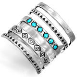 ANILLO BOHEMIO AZTÈQUE STYLE TURQUESA LARGE SORTIJA PLATA