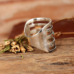 ANILLO BOHEMIO AZTÈQUE STYLE TURQUESA LARGE SORTIJA PLATA