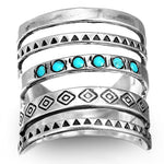 ANILLO BOHEMIO AZTÈQUE STYLE TURQUESA LARGE SORTIJA PLATA