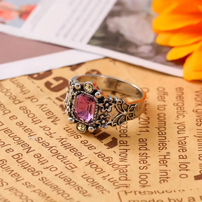 ANILLO VINTAGE INCRUSTÉ VIOLETA CIRCONA ORO