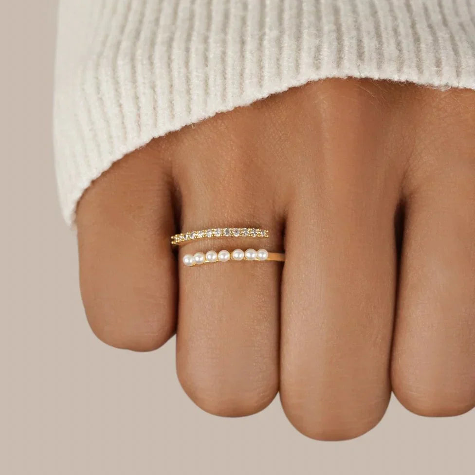 ANILLO VIRELLE PERLA CRISTAL OUVERT | ORO